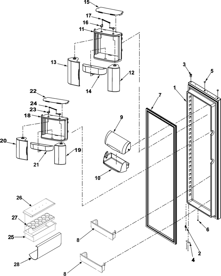 Refrigerator Door Diagram and Parts List for RS4953000W0  Gaggenau Refrigerator