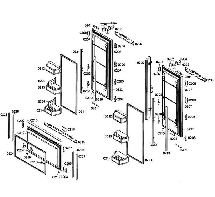 Door Assy Diagram and Parts List for T36IT71NNP 02 Thermador Refrigerator