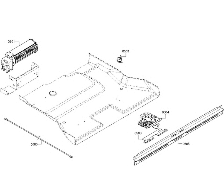 Lower Fan Diagram and Parts List for HBL8650UC 09 Bosch Wall Oven