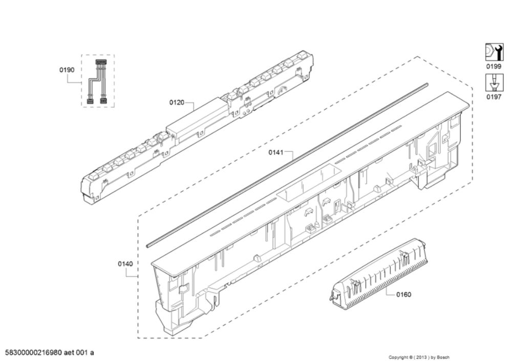 Operating Module/Facia Panel Diagram and Parts List for SHXM78Z55N 01 Bosch Dishwasher