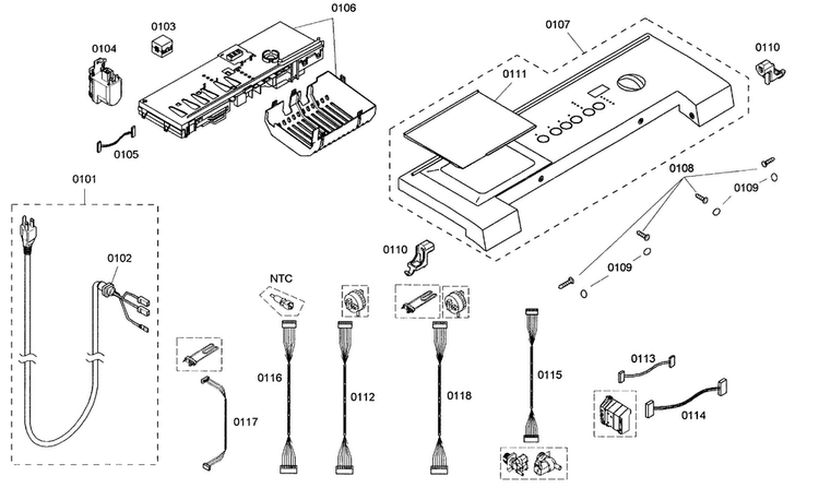 Control Panel Diagram and Parts List for WFMC530SUC 13 Bosch Washer