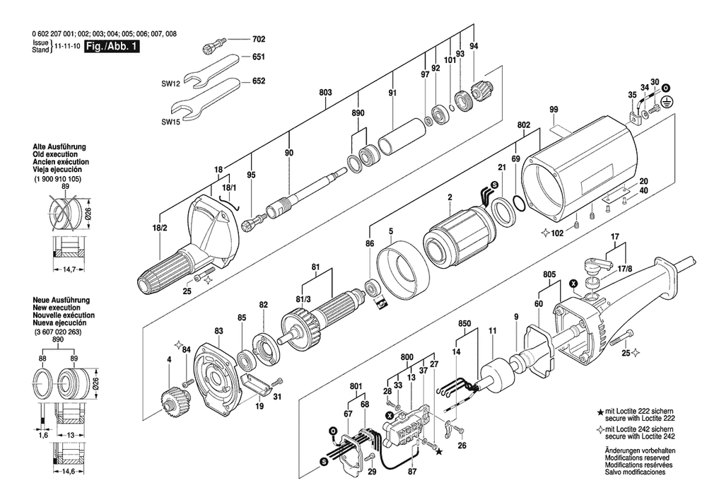 Section 1 Diagram and Parts List for 0602207004  Bosch Sander Grinder