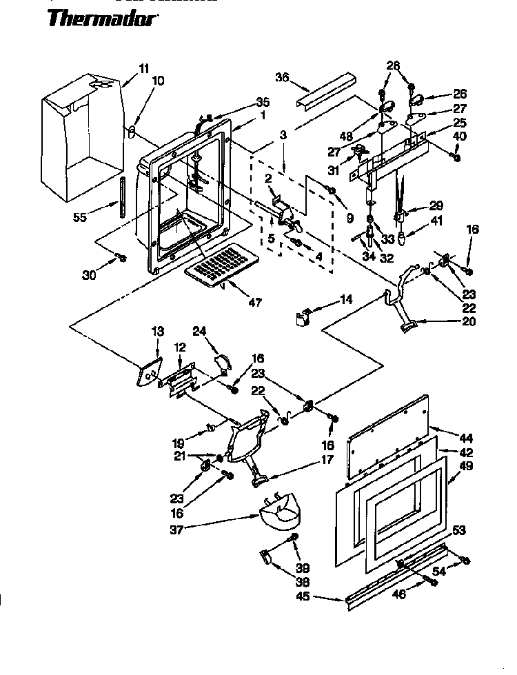 Dispenser & Front Diagram and Parts List for TSS36DAW-06  Thermador Refrigerator