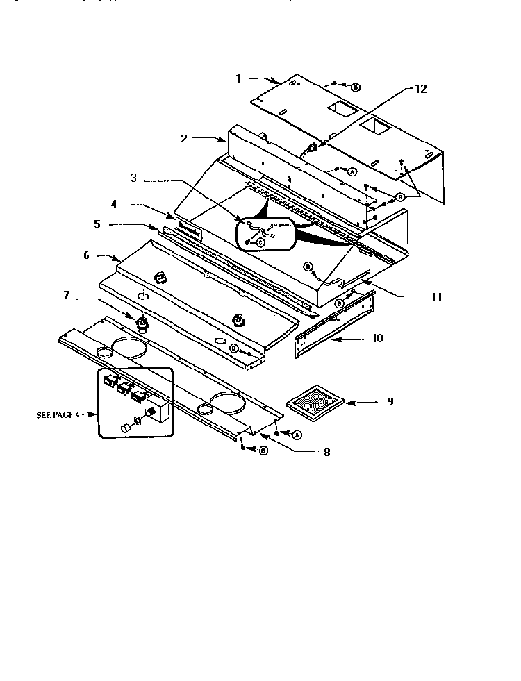 Canopy Diagram and Parts List for H30HQS  Thermador Range Hood