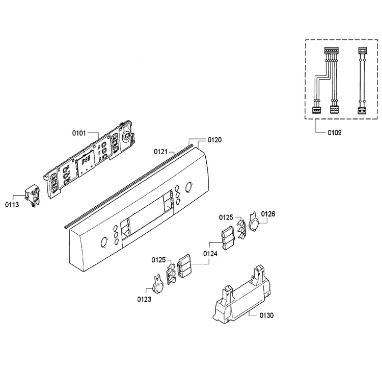 Control Panel Diagram and Parts List for SPE53U55UC 29 Bosch Dishwasher