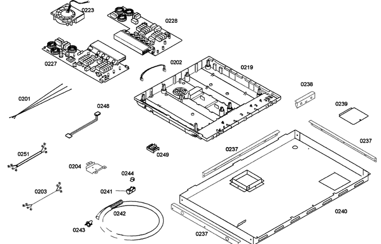 Cabinet Assy Diagram and Parts List for CIT304GB-01  Thermador Cooktop