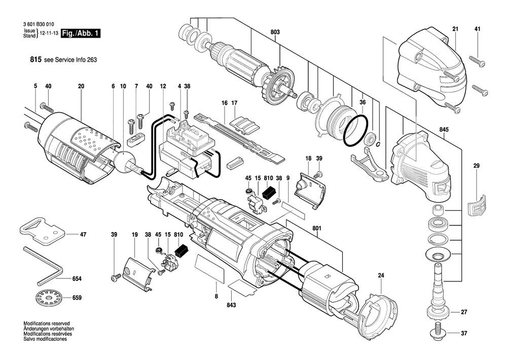 Diagram Diagram and Parts List for MX25E 3 601 B30 010 Bosch Multi-Tool