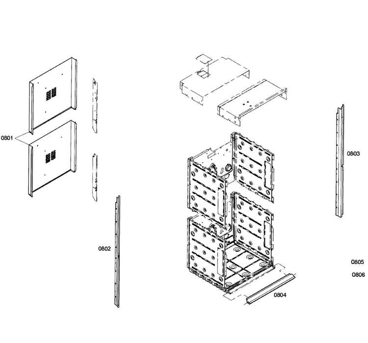 Cabinet Diagram and Parts List for HBN3550UC 02 Bosch Wall Oven