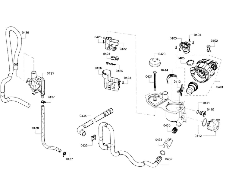 Pump Section Diagram and Parts List for SHX6AP05UC 05 Bosch Dishwasher