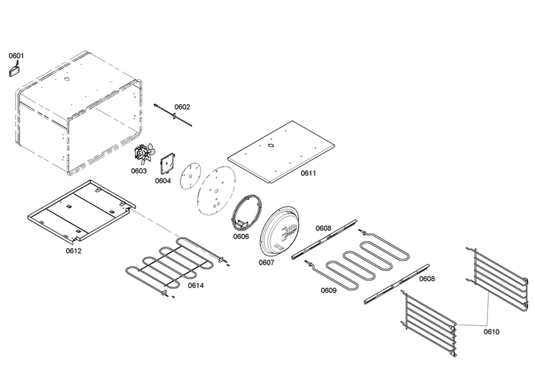 Oven Cell Diagram and Parts List for PRD304EHC 04 Thermador Range
