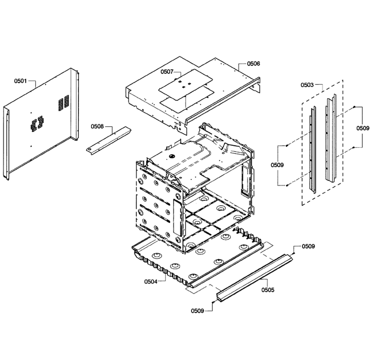 Cabinet Assy Diagram and Parts List for HBL5450UC 04 Bosch Wall Oven