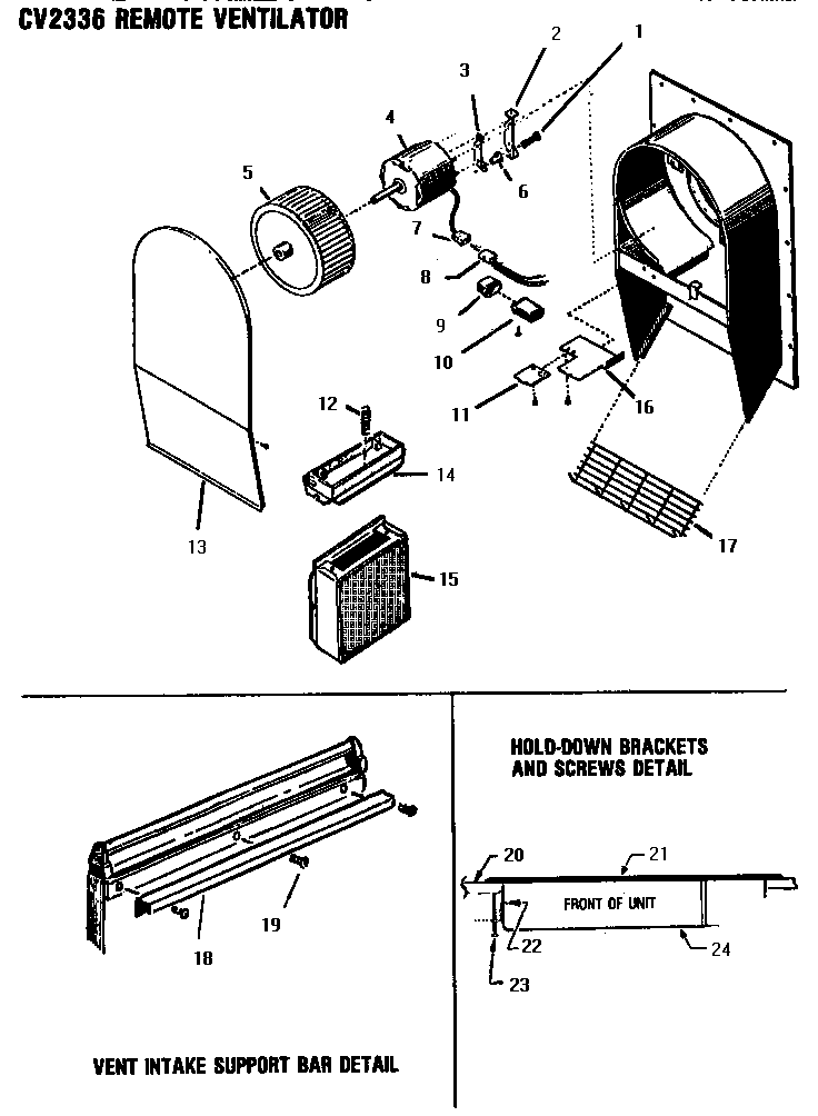 Remote Ventilator Diagram and Parts List for CHCV30  Thermador Cooktop