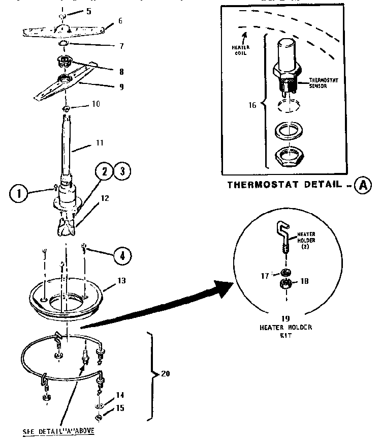Pump, Top Diagram and Parts List for TD5000S  Thermador Dishwasher