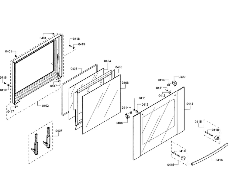 Door Upper Diagram and Parts List for HBL5660UC 09 Bosch Wall Oven