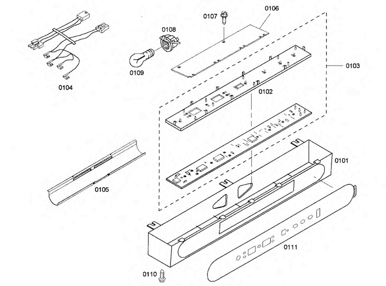 Control Panel Diagram and Parts List for KBUDT4255E 01 Thermador Refrigerator