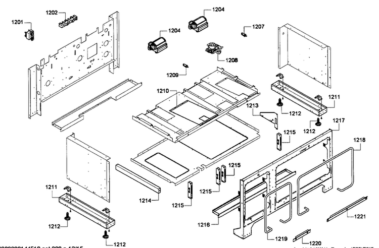 Frame Assy Diagram and Parts List for PRL486EDPG01  Thermador Range