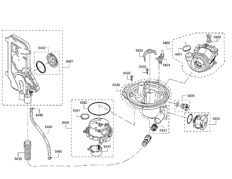 Pump Asy Diagram and Parts List for SHE65T56UC 09 Bosch Dishwasher