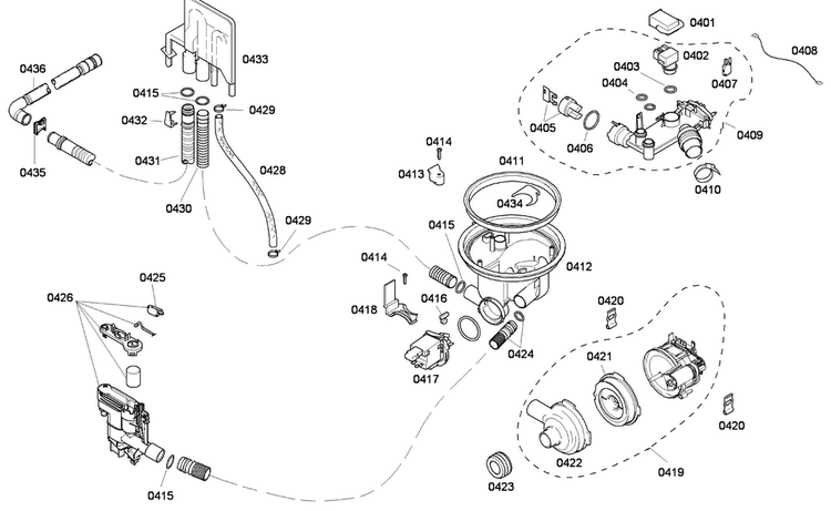 Pump Assy Diagram and Parts List for SHE33P06UC 56 Bosch Dishwasher