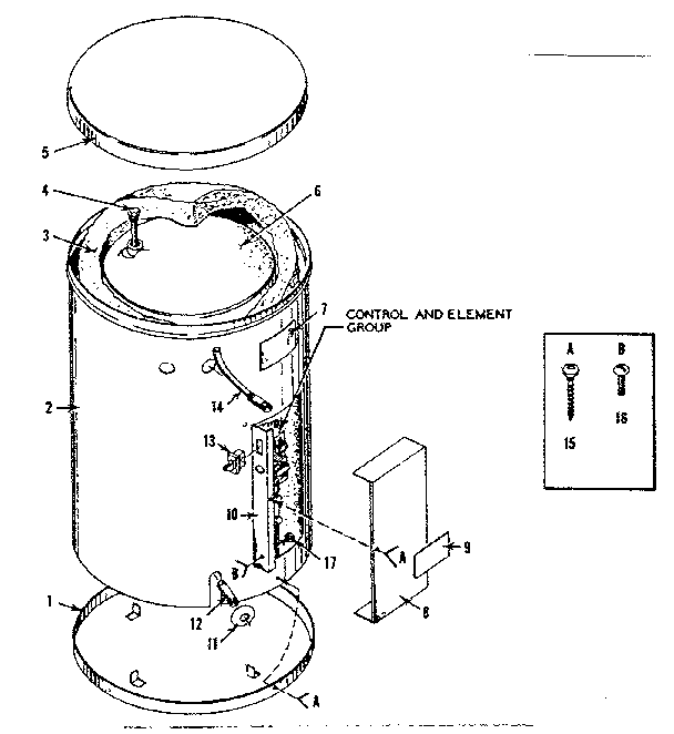 Non-functional Replacement Parts Diagram and Parts List for 153321150  Kenmore Water Heater