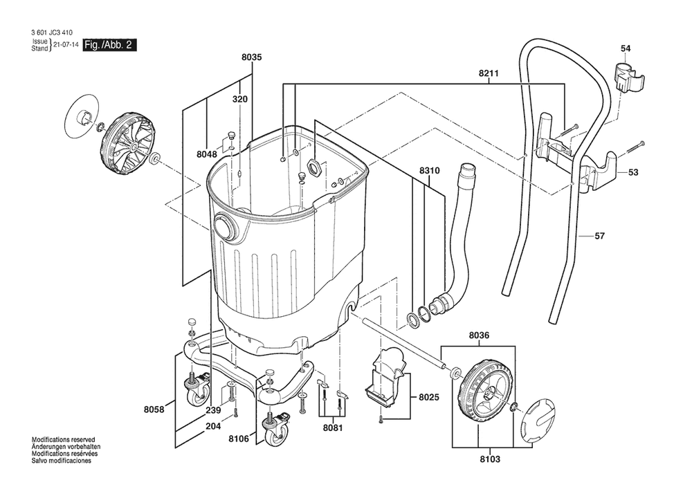 Section 2 Diagram and Parts List for VAC090S 3601JC3410 Bosch Utility Vacuum