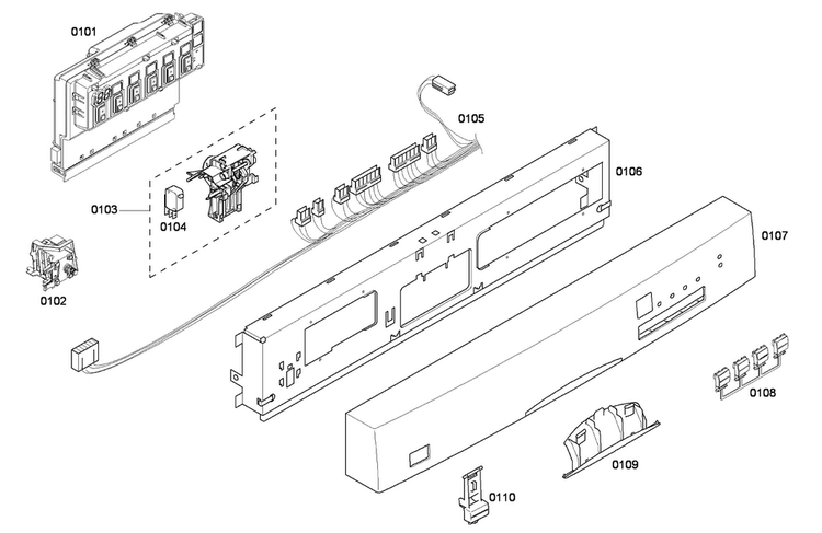 Control Panel Diagram and Parts List for SHE45C02UC 56 Bosch Dishwasher