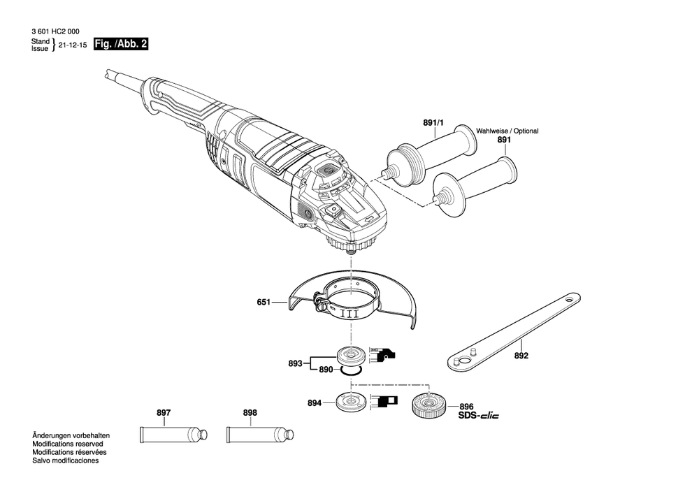 Diagram 2 Diagram and Parts List for GWS24-230P 3 601 HC3 100 Bosch Angle Grinder