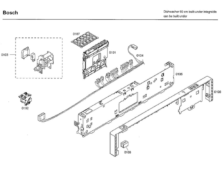 Control Panel Diagram and Parts List for SHX33A05UC 43 Bosch Dishwasher