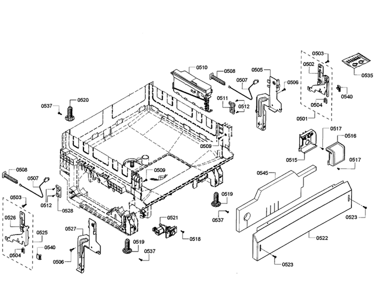 Base Assy Diagram and Parts List for SHX3AR72UC 08 Bosch Dishwasher