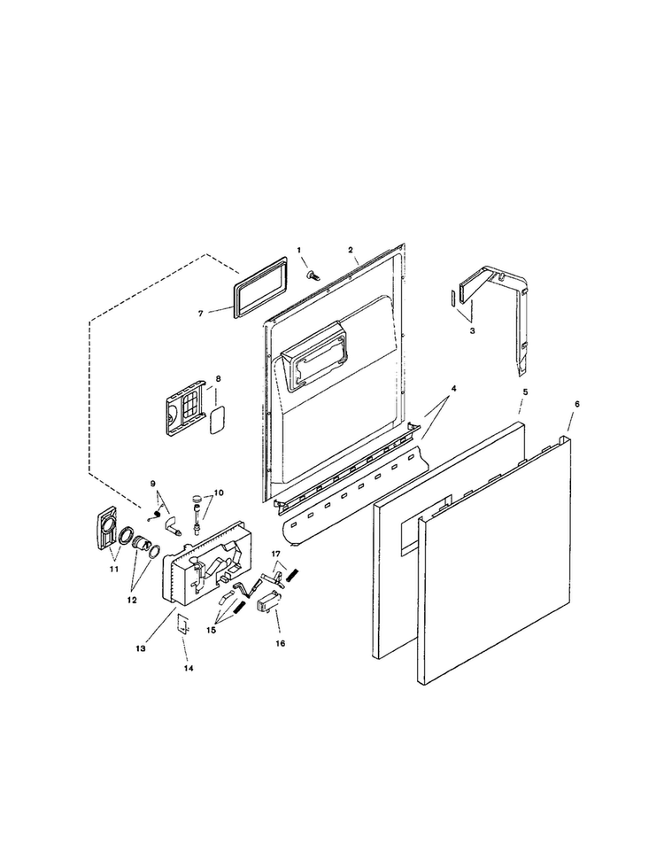 Door Assembly Diagram and Parts List for SHU5315UC 06 Bosch Dishwasher