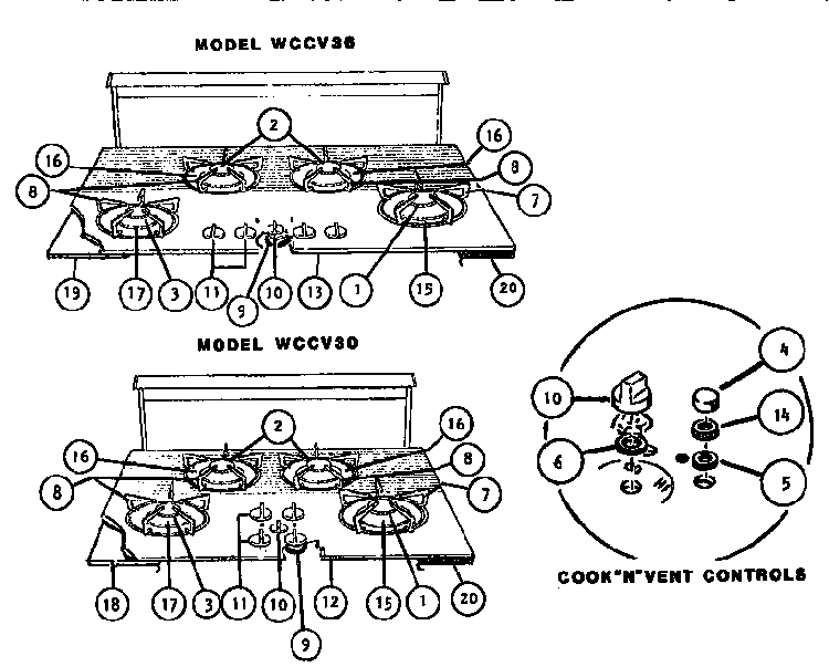 Wcggcv Cooktops Diagram and Parts List for WCGGCV30  Thermador Cooktop
