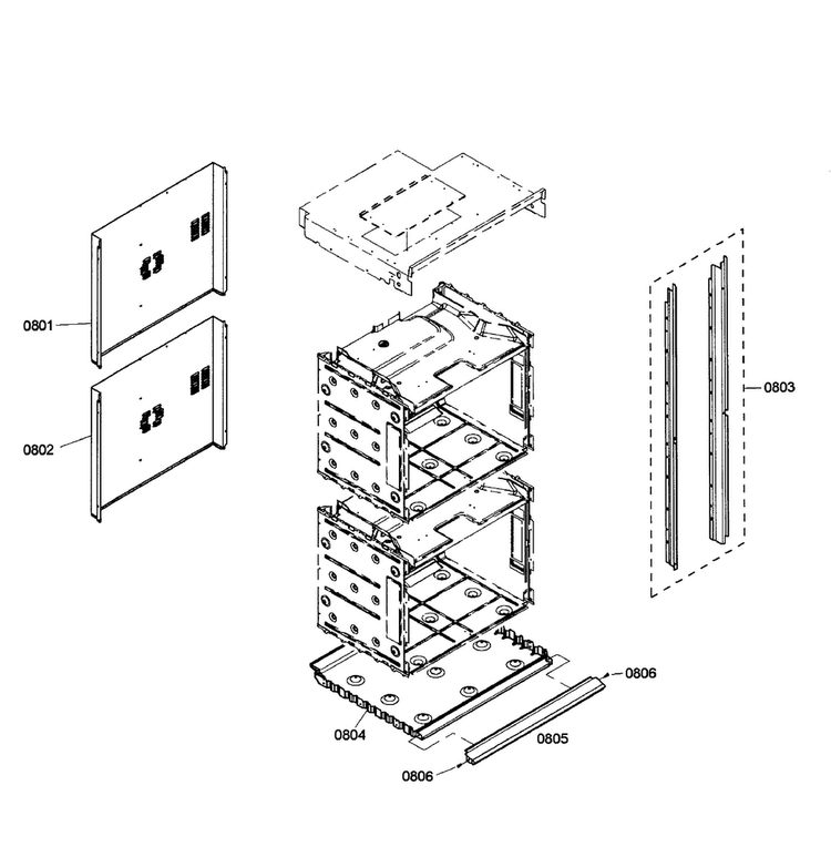 Cabinet Assy Diagram and Parts List for HBL5620UC 04 Bosch Wall Oven