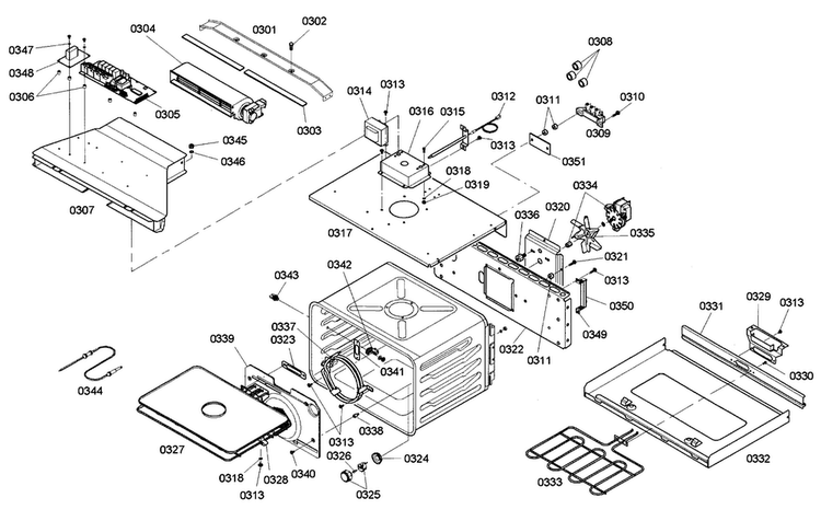 Cavity 1 Diagram and Parts List for HBN755AUC 02 Bosch Wall Oven