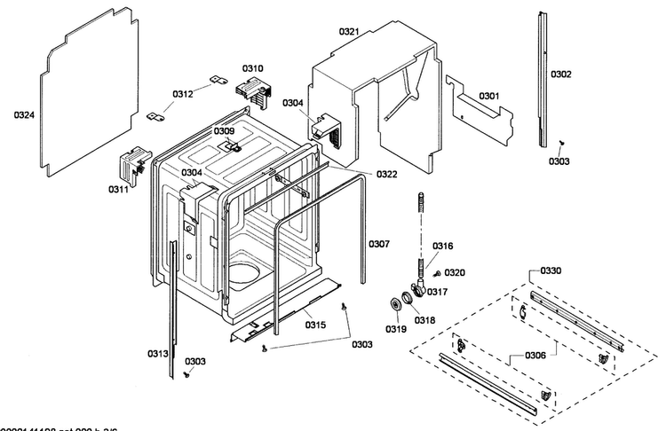 Cabinet Assy Diagram and Parts List for DWHD630GPR 53 Thermador Dishwasher