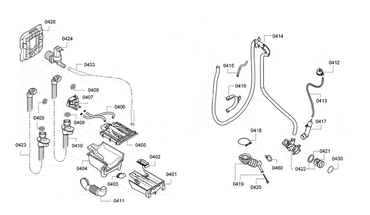 Dispenser Assy Diagram and Parts List for WAP24201UC 05 Bosch Washer