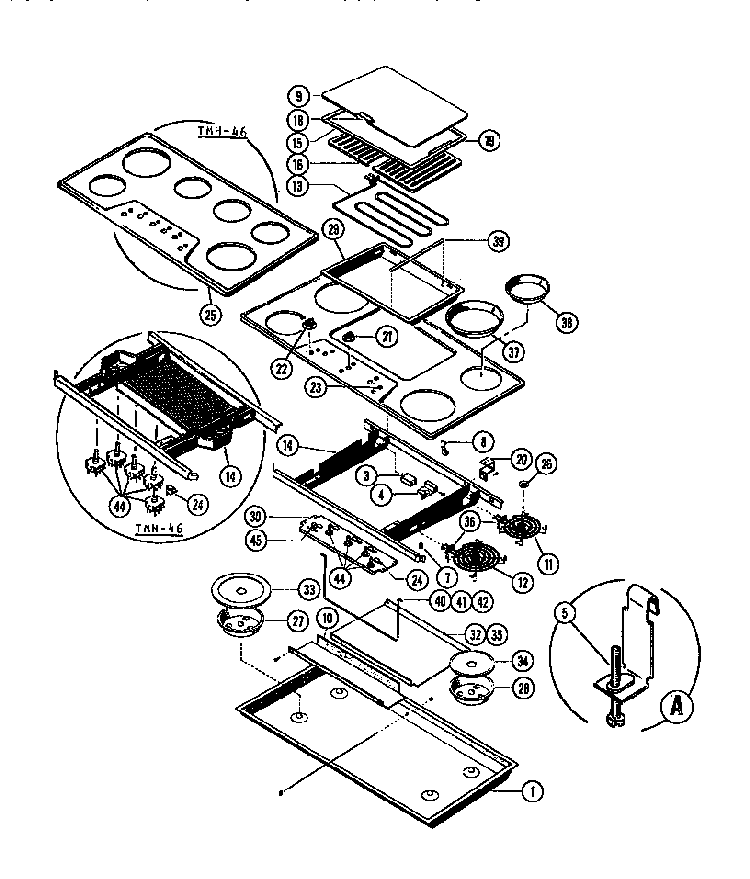 Section 3 Diagram and Parts List for TMH46  Thermador Cooktop