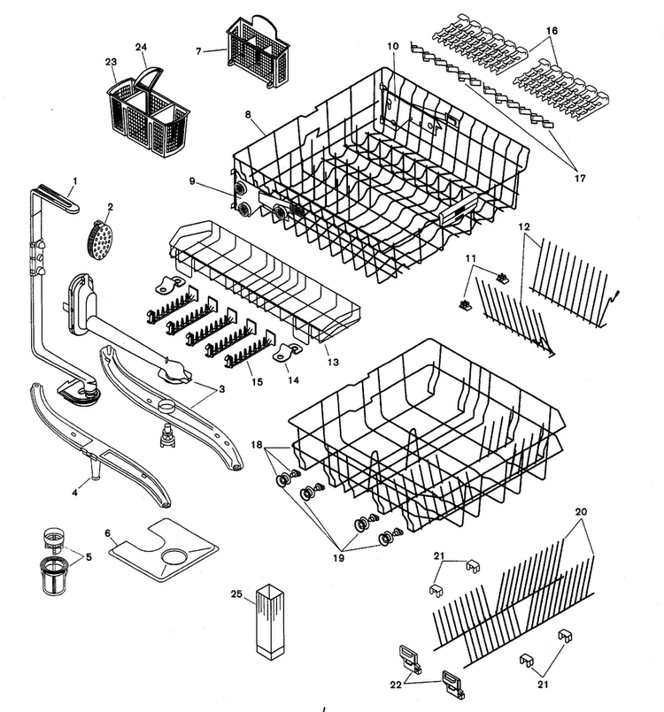Racks Diagram and Parts List for SHU9956UC 12 Bosch Dishwasher