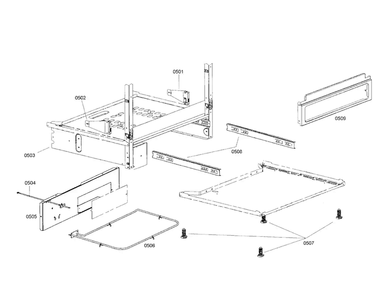 Frame Diagram and Parts List for HDS7062U 01 Bosch Range