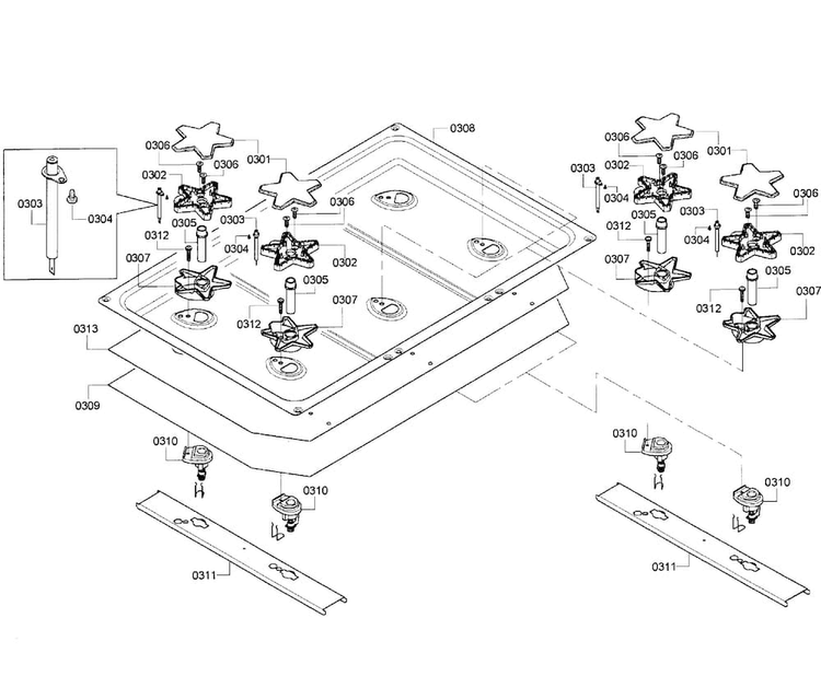 Burners Assy Diagram and Parts List for PRD366GHC 10 Thermador Range