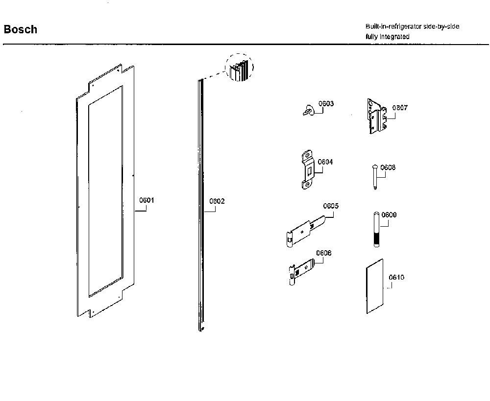 Mounting 2 Diagram and Parts List for B18IF800SP 02 Bosch Freezer