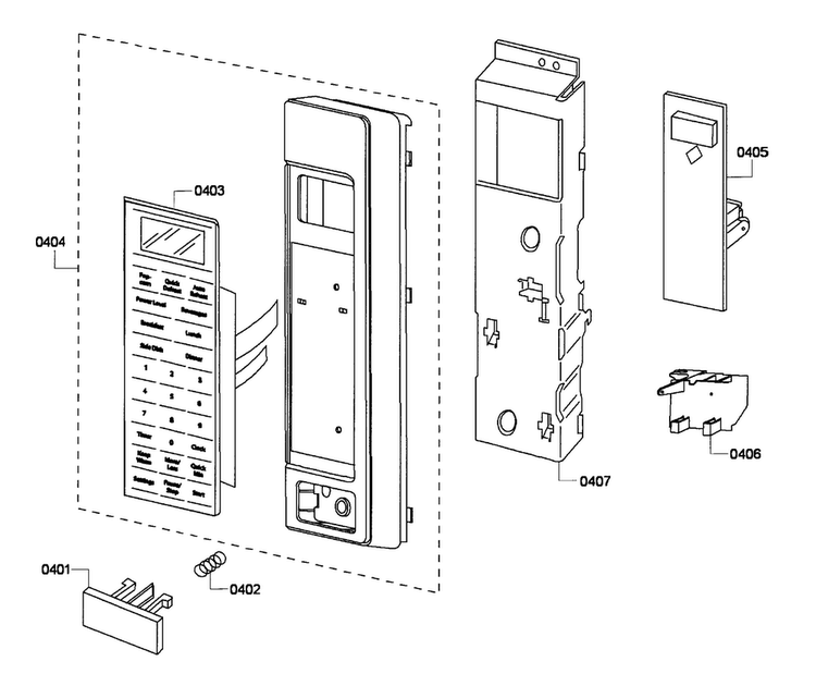 Control Panel Diagram and Parts List for HBL5720UC 06 Bosch Microwave
