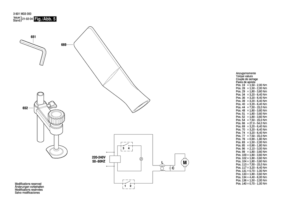 Diagram 5 Diagram and Parts List for GCM216 3 601 M33 0L0 Bosch Miter Saw