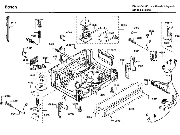 Base Diagram and Parts List for SHPM98W75N 01 Bosch Dishwasher
