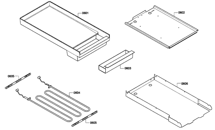 Griddle Diagram and Parts List for PRL486EDPG01  Thermador Range