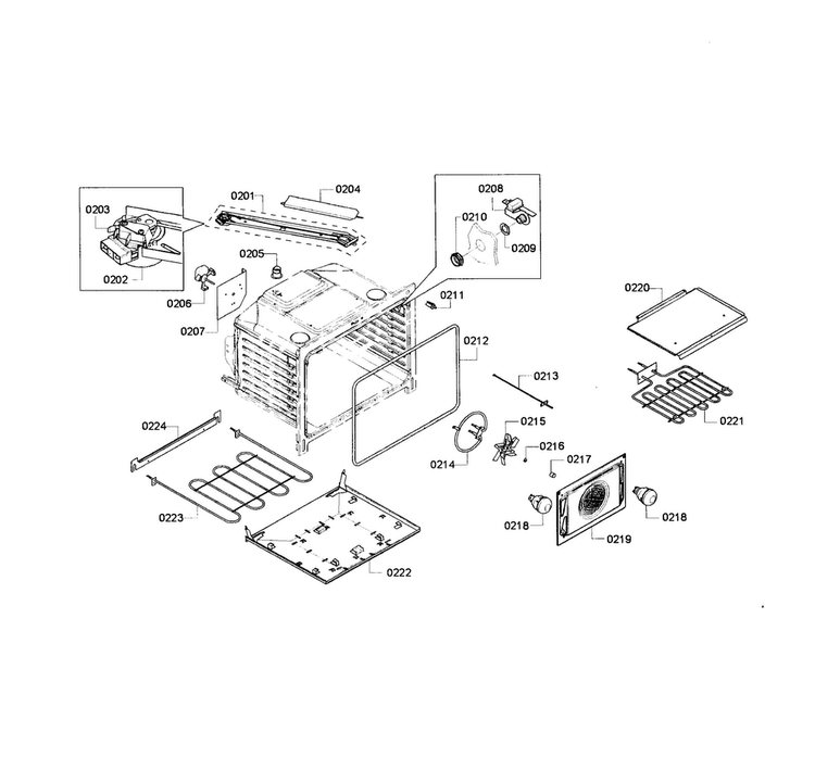 Cavity Assy Diagram and Parts List for HEI7132U 05 Bosch Range