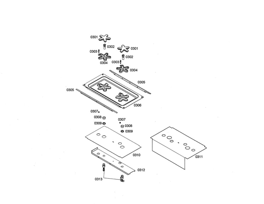 Tray/Burner Caps Diagram and Parts List for PDR364GDZS 02 Thermador Range