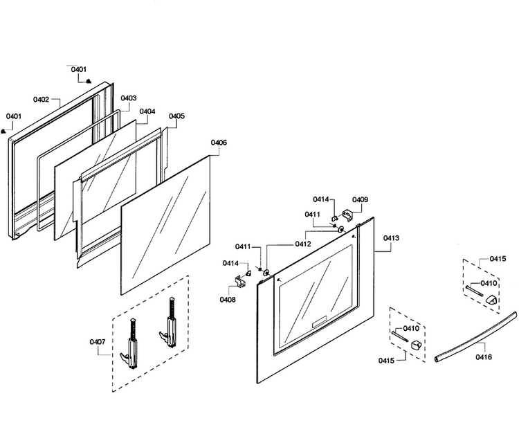 Door Assy Diagram and Parts List for HBL5450UC 05 Bosch Wall Oven