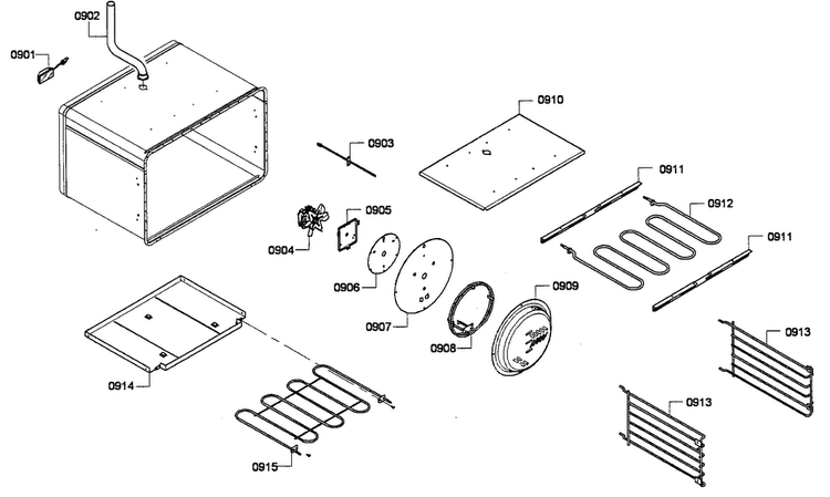 Large Oven Diagram and Parts List for PRD486GDHU 01 Thermador Range