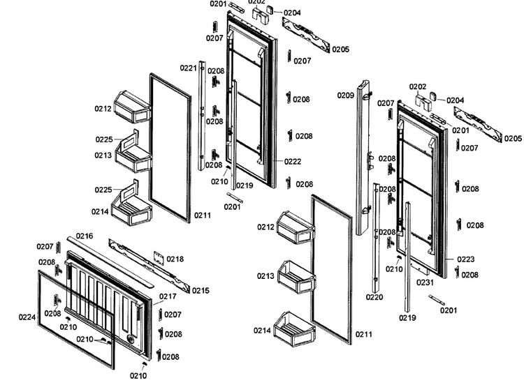Door Assy Diagram and Parts List for T36IT71NNP 31 Thermador Refrigerator