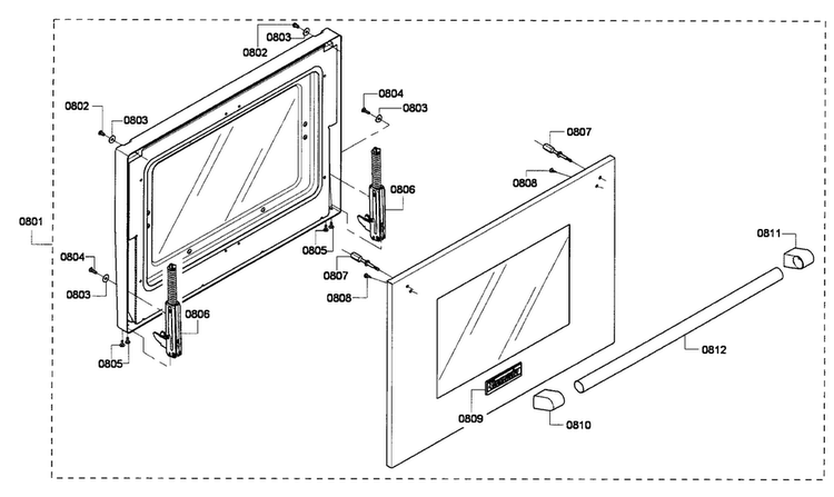 Door Assy Diagram and Parts List for PRL304GH-01  Thermador Range