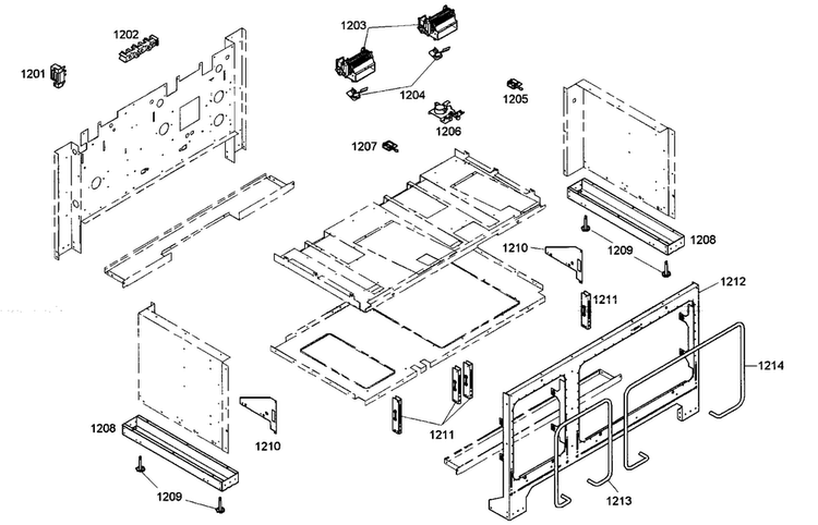 Cabinet Parts Diagram and Parts List for PRG484ECG04  Thermador Range
